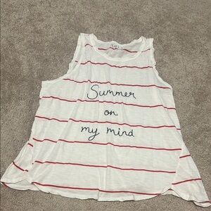 LOFT White and Red Graphic Sleeveless Tank Top